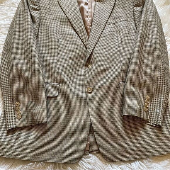 Lauren Ralph Lauren Men’s Wool Sports Coat Blazer Tan Houndstooth Size 44R - Picture 6 of 11